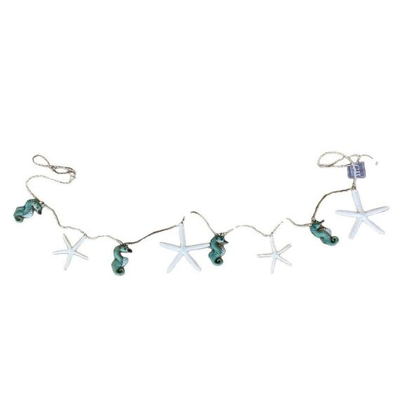 Coastal Seahorse and Starfish Seaside Decorative Garland 5 Feet Long NWTS - Picture 1 of 2